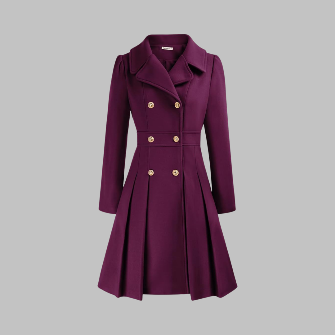 Dami - Classy Double Button Long Sleeve Coat