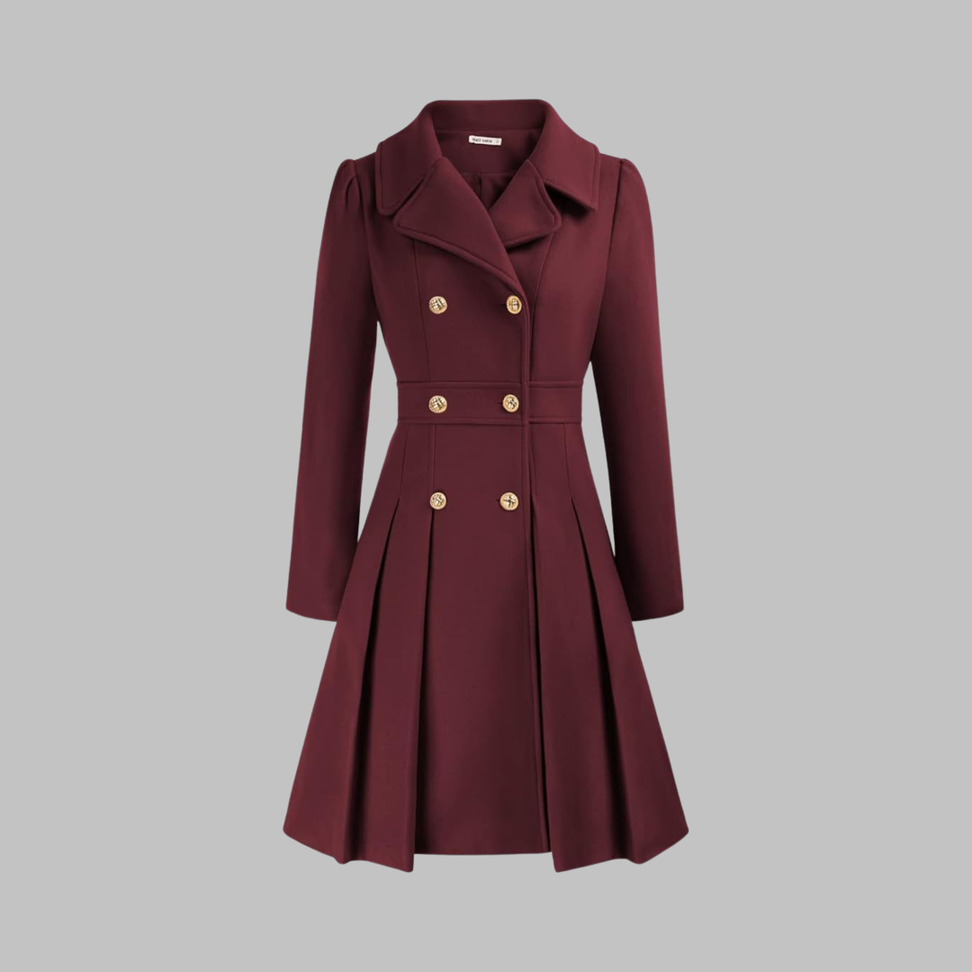 Dami - Classy Double Button Long Sleeve Coat