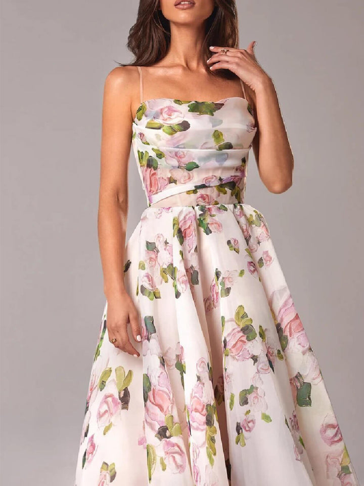 Morgan | Women's Floral Spaghetti Strap A-Line Midi Dress