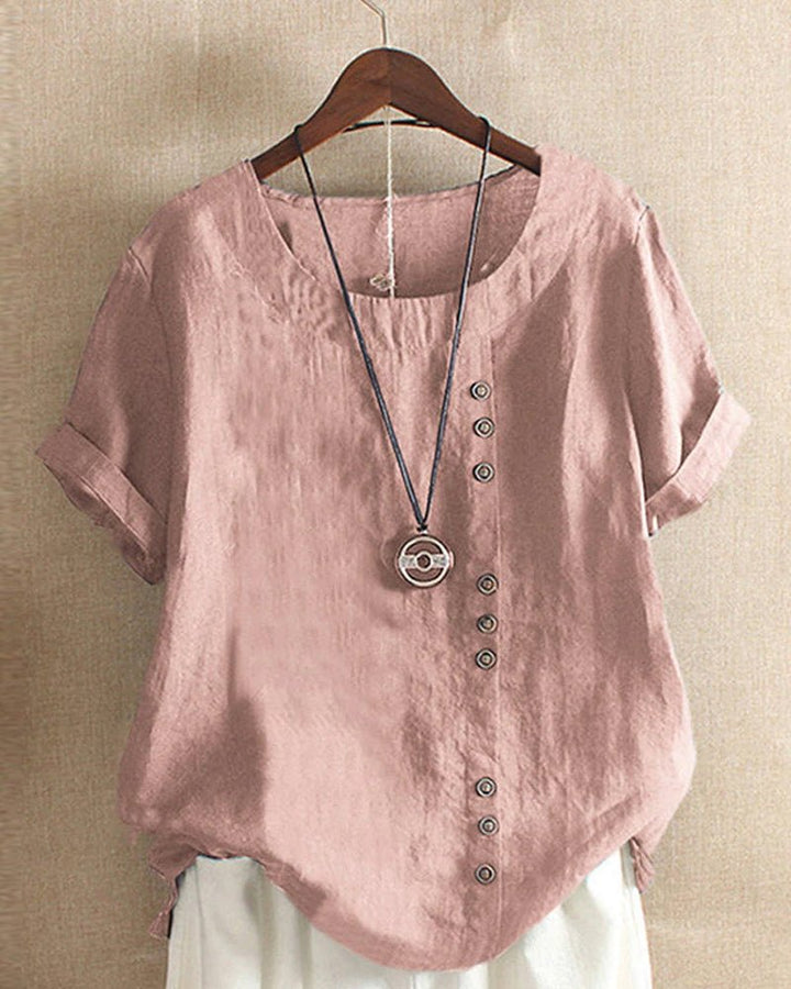 Peyton | Women’s Casual Button Detail Linen Blouse