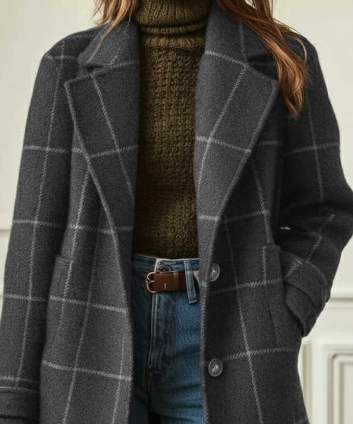 Jennifer Wool Check Coat