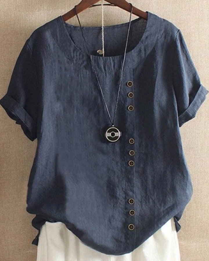 Peyton | Women’s Casual Button Detail Linen Blouse