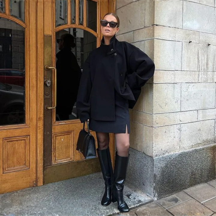 Bheki - Chic Stand-Up Collar Long Sleeve Button Down Coat