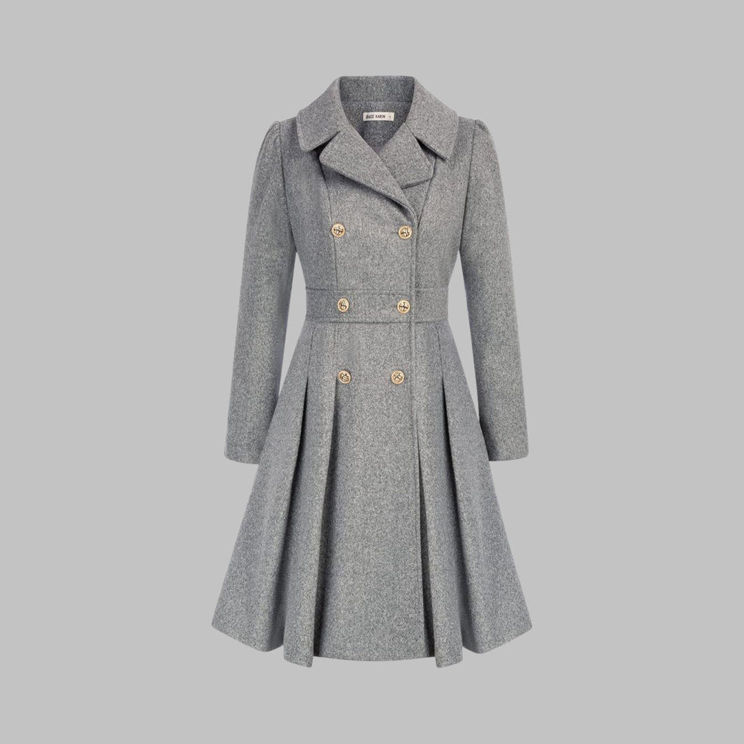 Dami - Classy Double Button Long Sleeve Coat