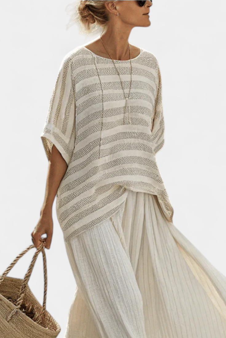 Westlyn | Comfortable Striped Bamboo Top & Flowing Linen Pants