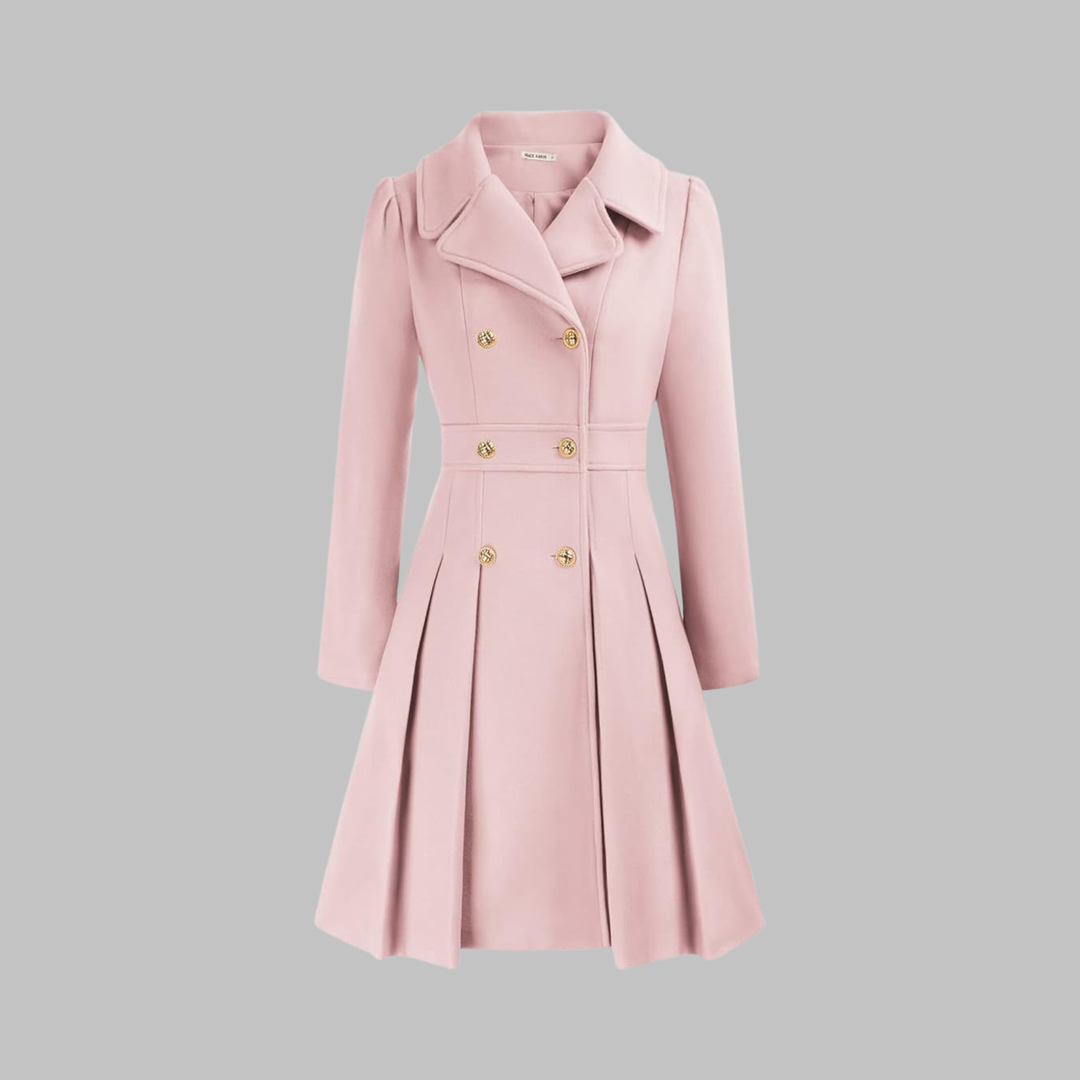 Dami - Classy Double Button Long Sleeve Coat