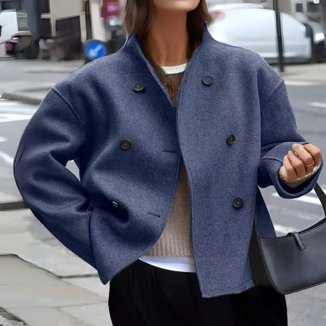 Bini - Cozy Long Sleeve Stand Collar Coat