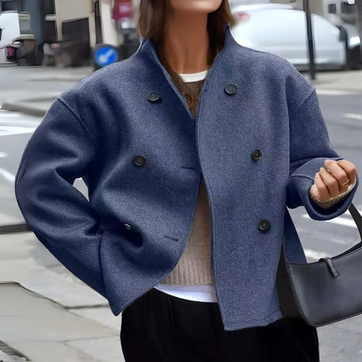 Bini - Cozy Long Sleeve Stand Collar Coat