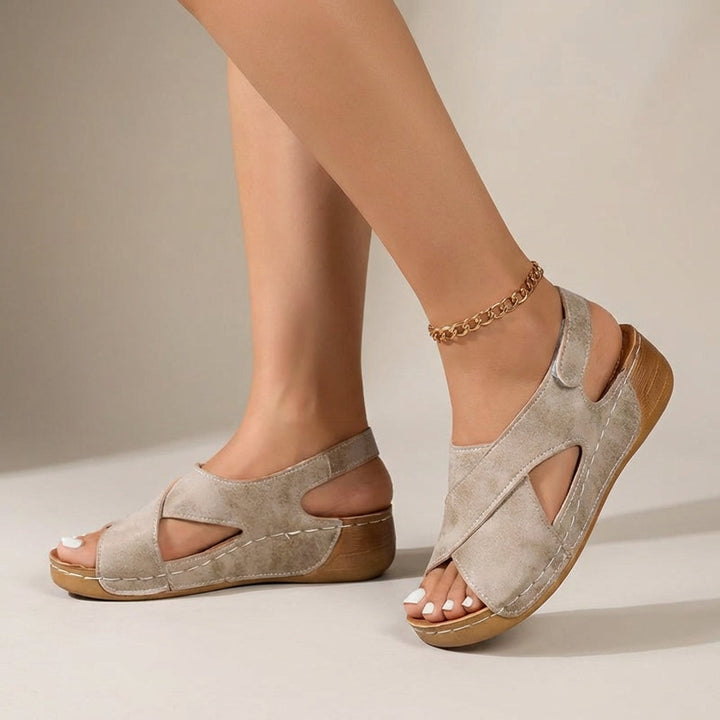 Abigail | Women’s Orthopedic Criss-Cross Slingback Wedge Sandals