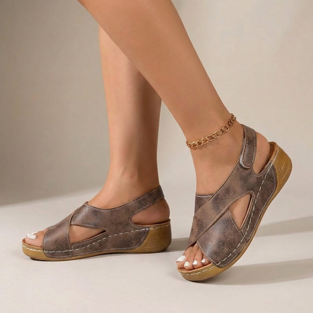 Abigail | Women’s Orthopedic Criss-Cross Slingback Wedge Sandals