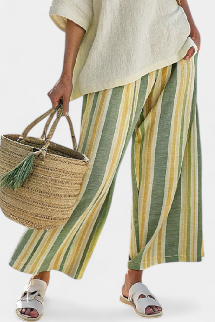 Ellowyn | Sophisticated Top & Striped Linen Pants