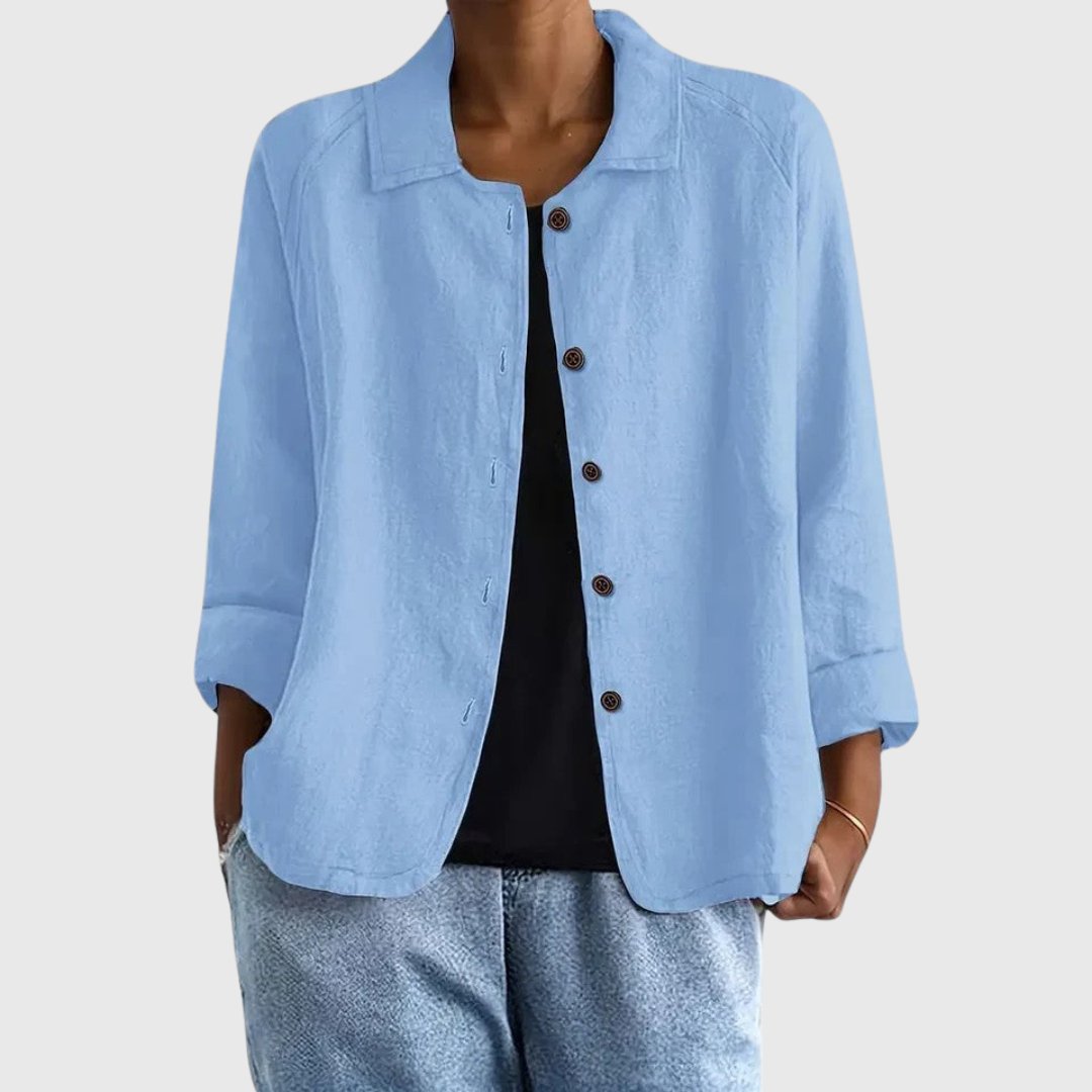 Cotton Button-Up Cardigan Relaxed Fit Long Sleeve