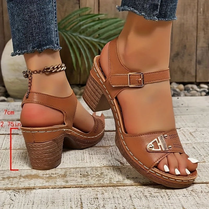 Cross-Strap Sandals Block Heel Platform Cushioned