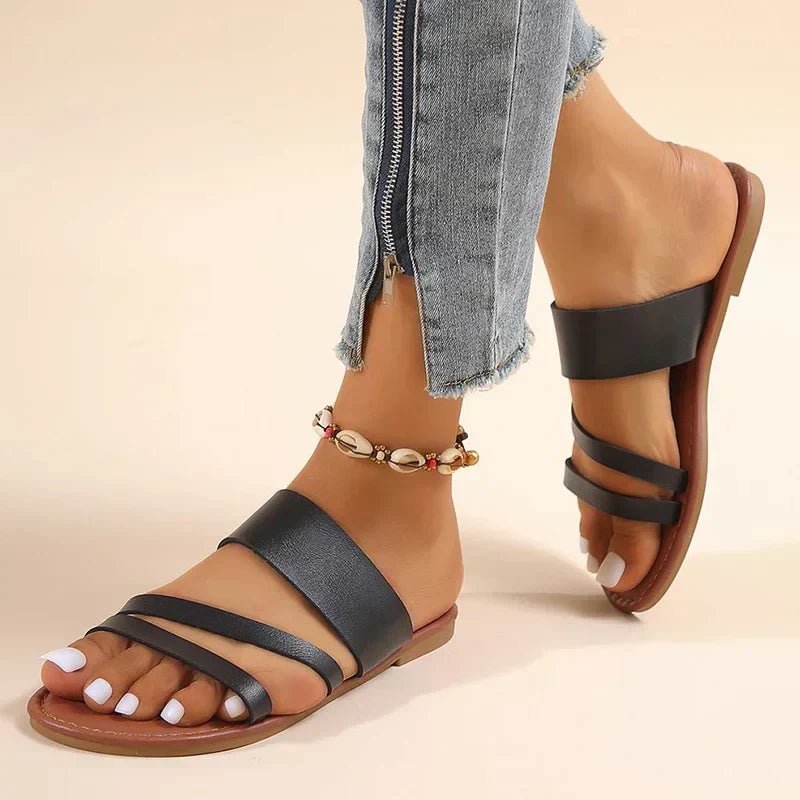 Cross-Strap Sandals Cushioned Flat Slip-On Summer