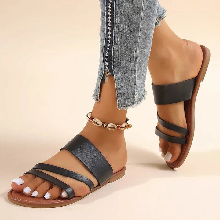 Cross-Strap Sandals Cushioned Flat Slip-On Summer