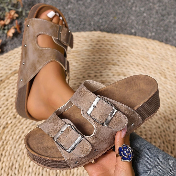 Cross-Strap Sandals Platform Buckle Cushioned Comfort