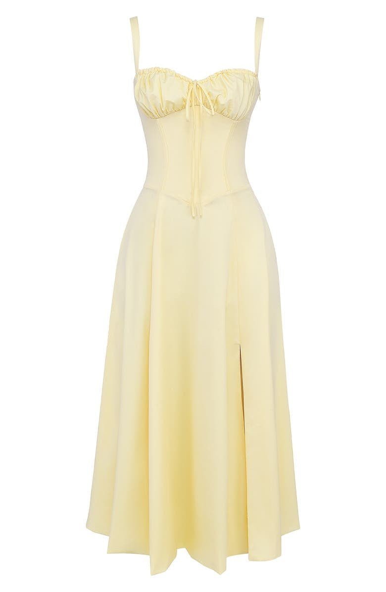 Floral Corset Midi Dress Sweetheart Neckline