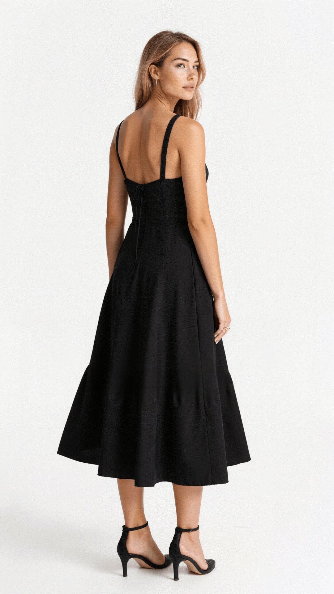 Floral Corset Midi Dress Sweetheart Neckline