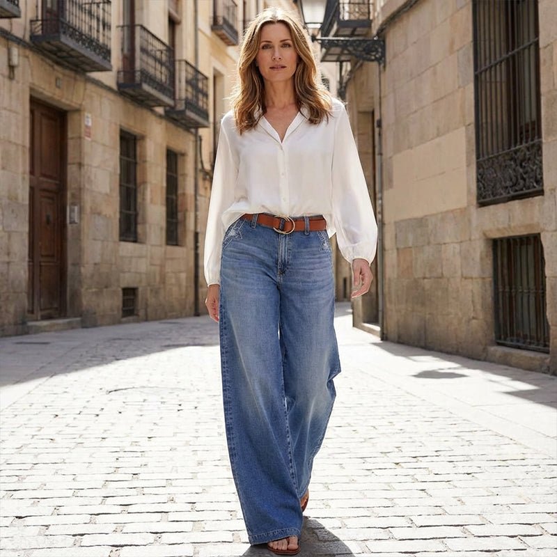 High Waisted Wide Leg Jeans Vintage Retro Fit