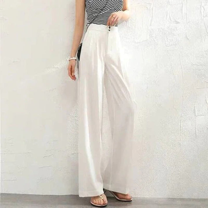 Linen Wide Leg Pants High Waisted Breathable Summer - White