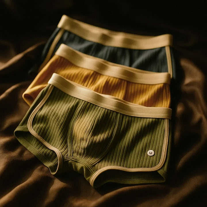 Men's Boxer Briefs Cotton Ribbed Comfort Fit Breathable