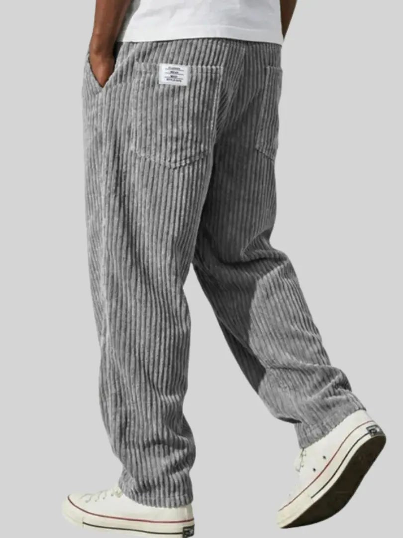 Men's Corduroy Pants Relaxed Fit Drawstring Waist - Grau