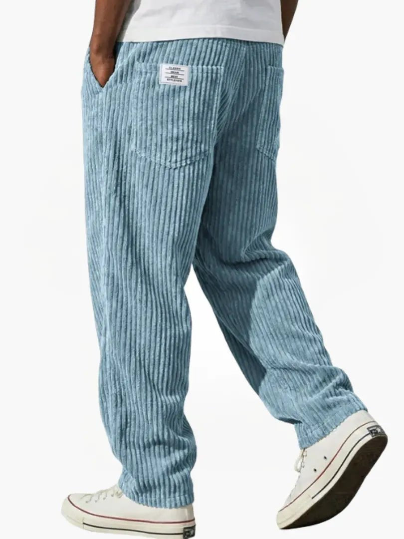 Men's Corduroy Pants Relaxed Fit Drawstring Waist - Hellblau
