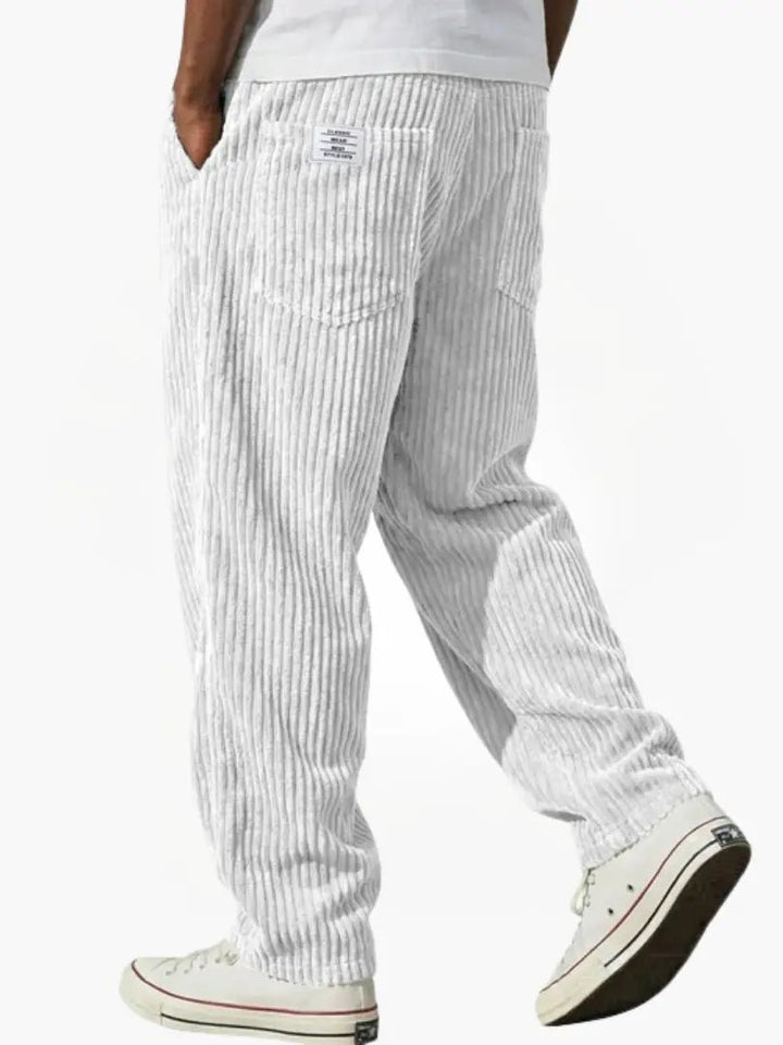 Men's Corduroy Pants Relaxed Fit Drawstring Waist - Weiß