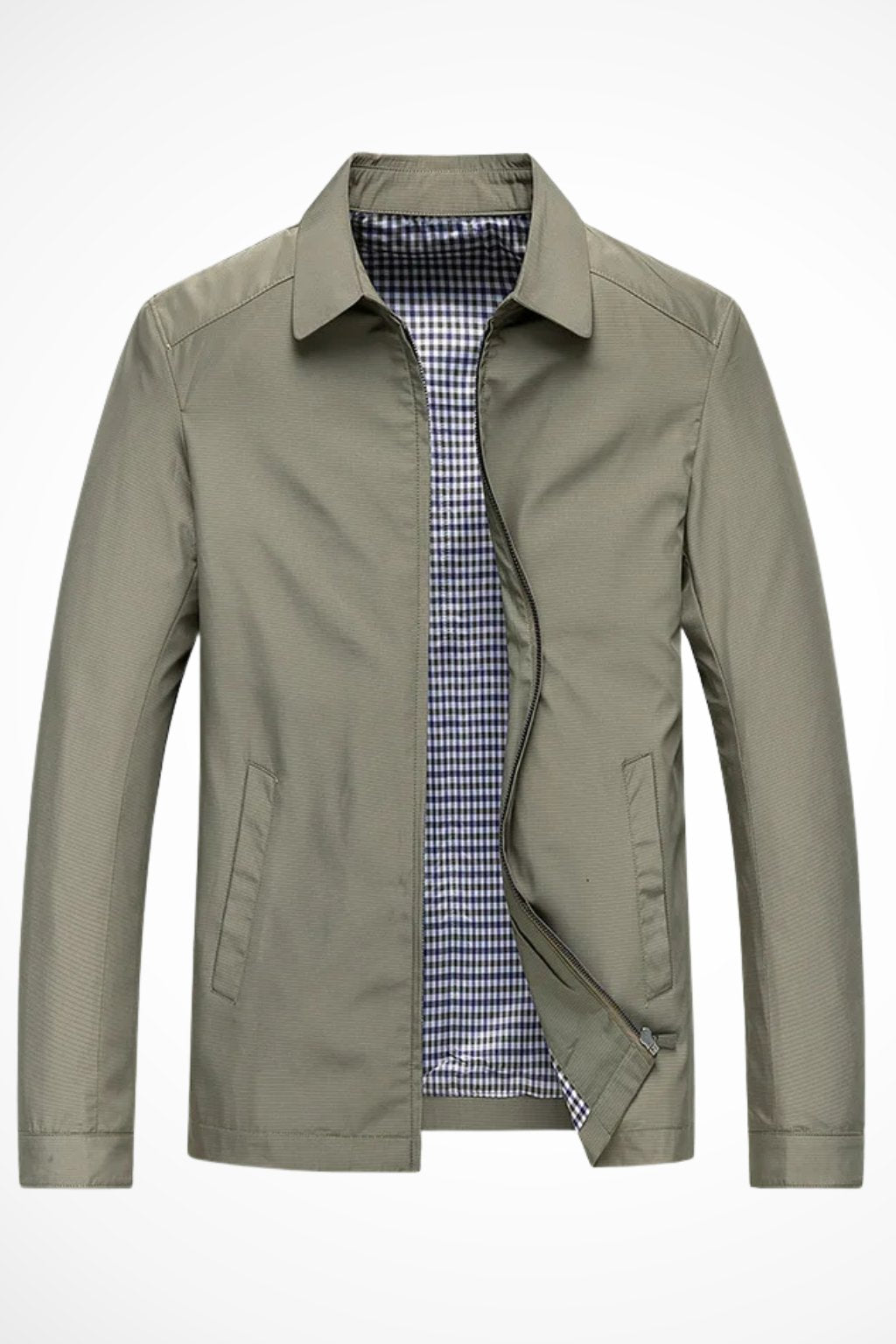 Men's Harrington Jacket Zip Front Check Lining