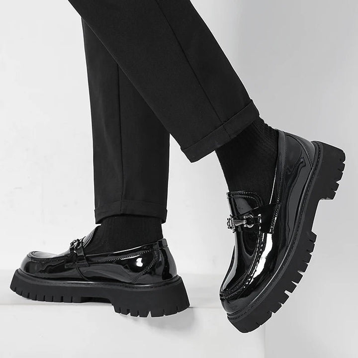 Men's Leather Loafers Business Dress Shoes Platform Sole