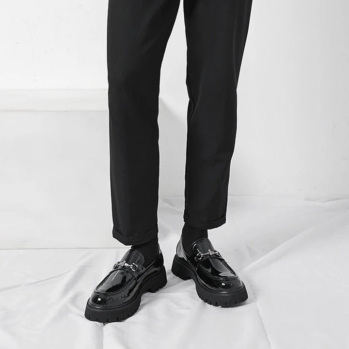 Men's Leather Loafers Business Dress Shoes Platform Sole