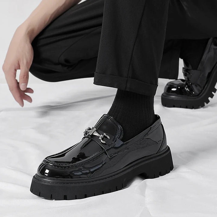 Men's Leather Loafers Business Dress Shoes Platform Sole