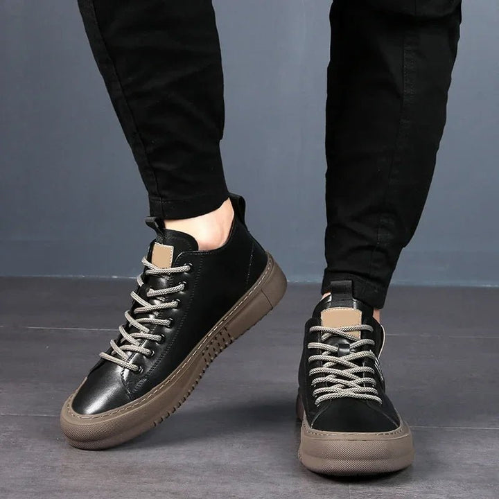 Men's Leather Sneakers Lace-Up Casual High-Top