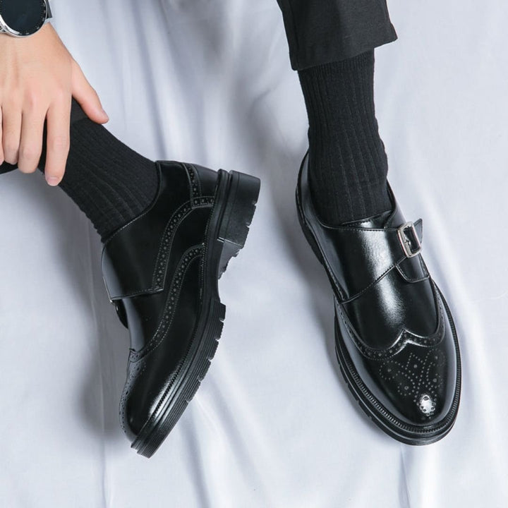 Men's Leather Wingtip Monk Strap Brogue Dress Shoes