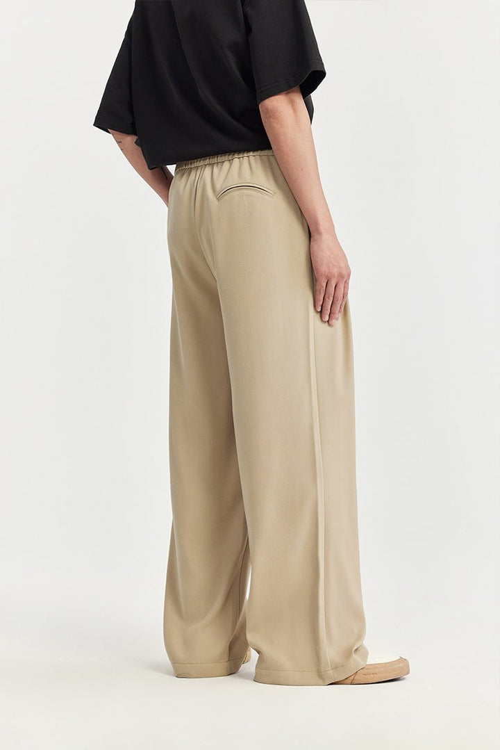 Men's Linen Wide Leg Drawstring Pants Pleated Relaxed Fit