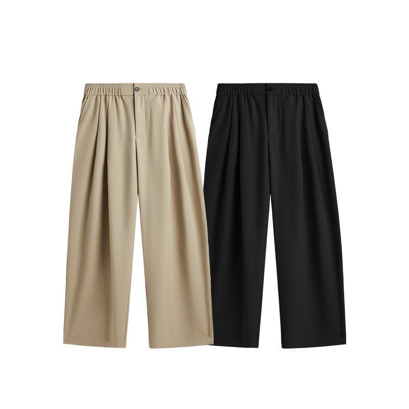 Men's Linen Wide Leg Drawstring Pants Pleated Relaxed Fit