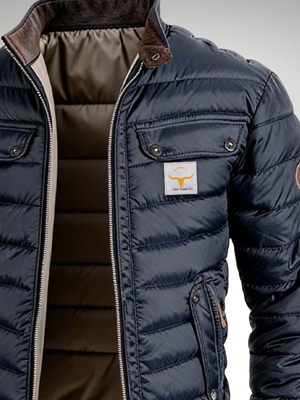 Men's Quilted Bomber Jacket Stand Collar Lightweight