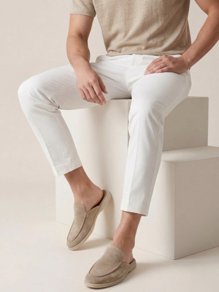 Men's Slip-On Mules Open Heel Stitched Detail Casual