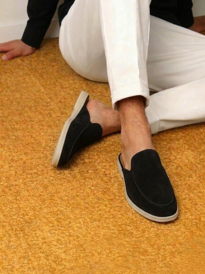 Men's Slip-On Mules Open Heel Stitched Detail Casual