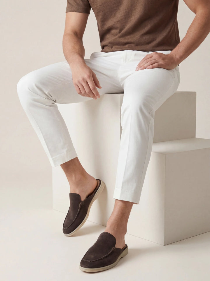 Men's Slip-On Mules Open Heel Stitched Detail Casual