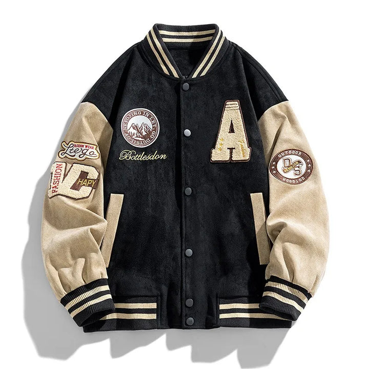 Anthony | Men's Varsity Button Up Bomber Jacket