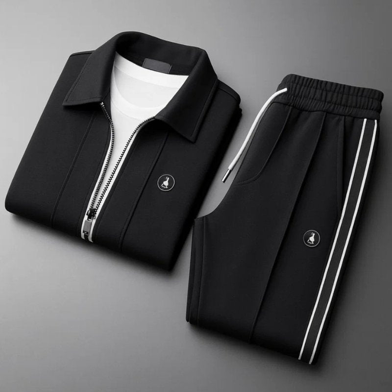 Men's Tracksuit Set Lycra Zip-Up Jacket Athletic Pants