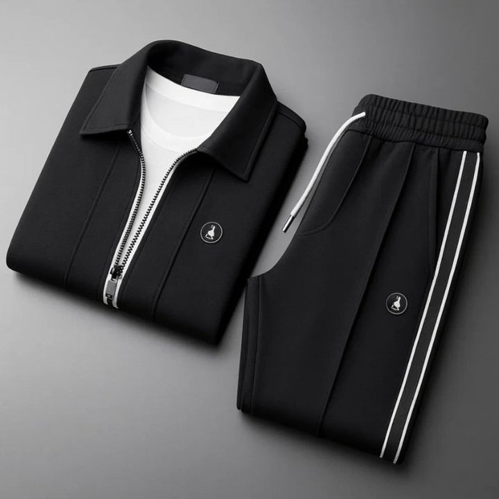 Men's Tracksuit Set Lycra Zip-Up Jacket Athletic Pants