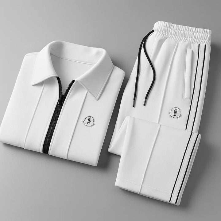 Men's Tracksuit Set Lycra Zip-Up Jacket Athletic Pants