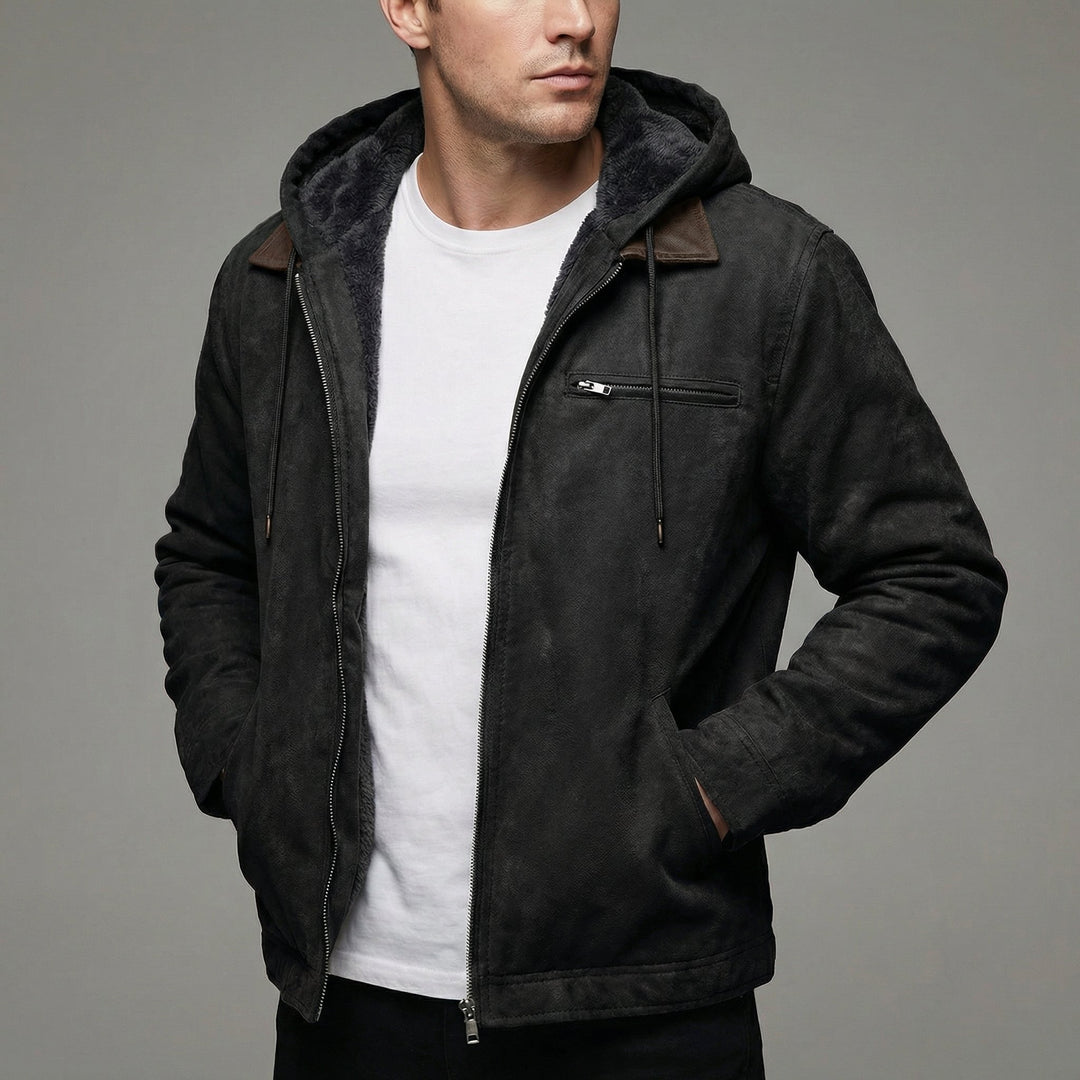 Men's Winter Coat Zipper Pockets Outdoor Casual - Black