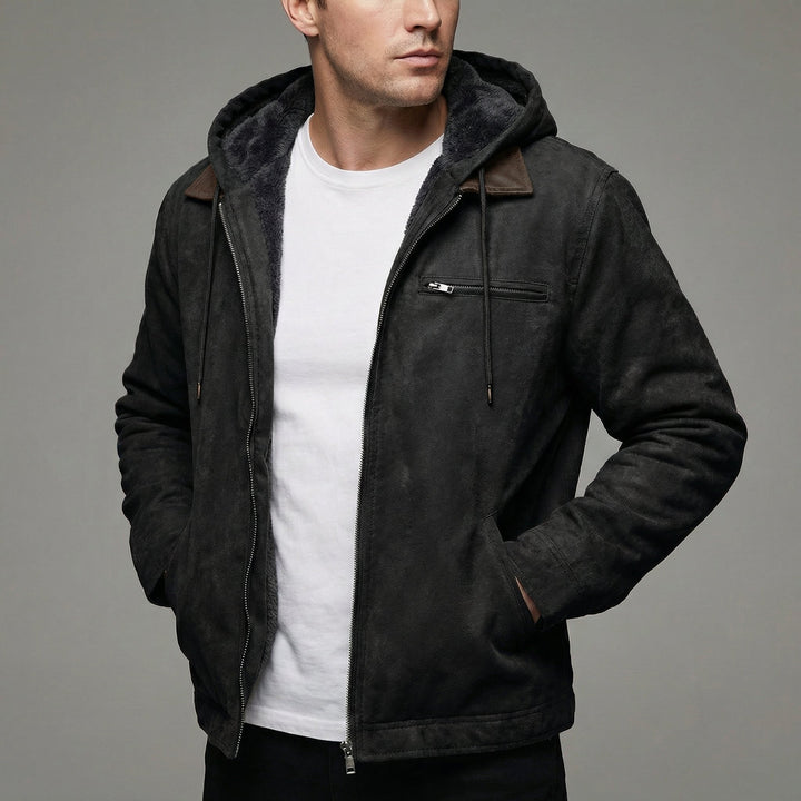 Men's Winter Coat Zipper Pockets Outdoor Casual - Black