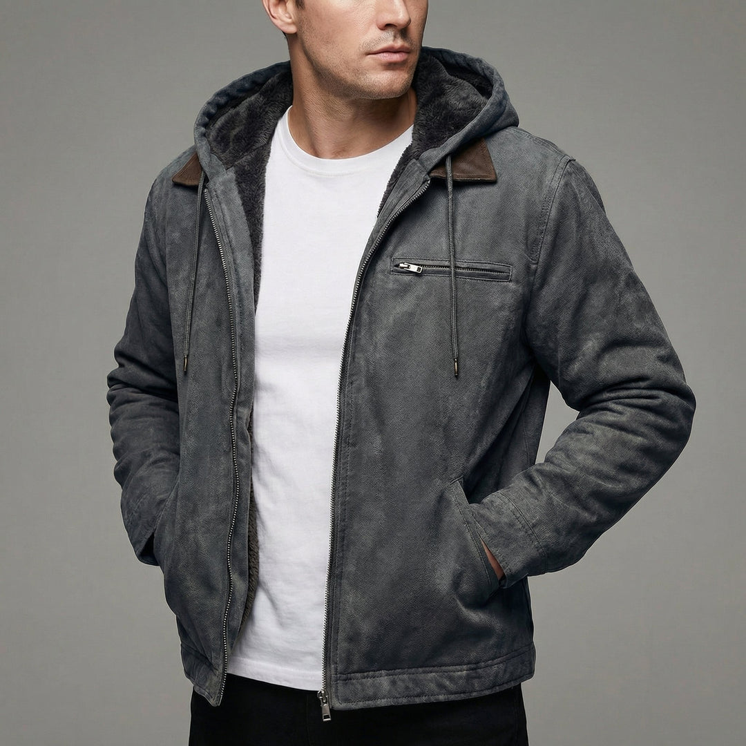 Men's Winter Coat Zipper Pockets Outdoor Casual - Grey