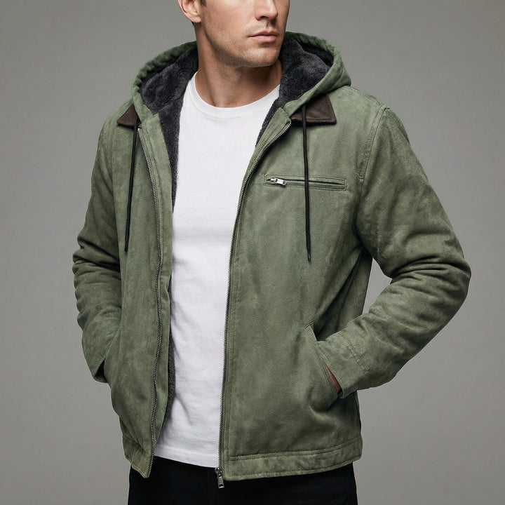 Men's Winter Coat Zipper Pockets Outdoor Casual - Green