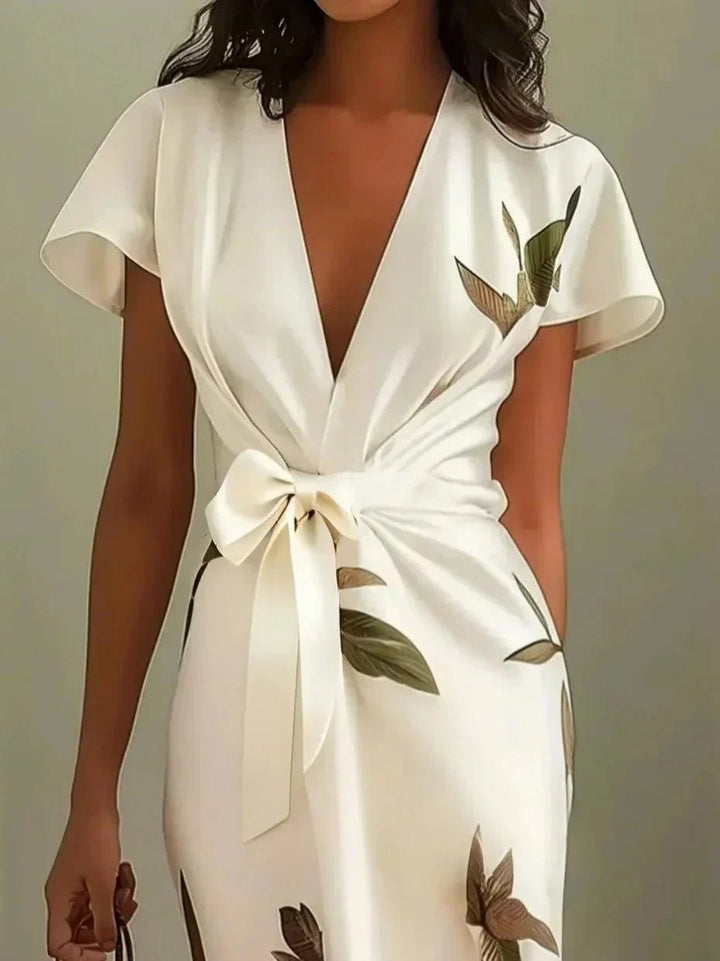 Midi Wrap Dress V-Neck Floral Print