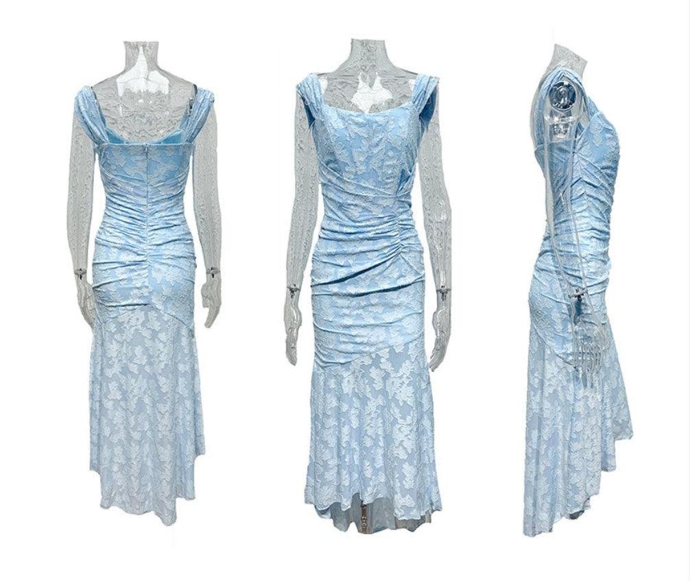 Mother of the Bride Dress Corset Jacquard Lace Mermaid Midi